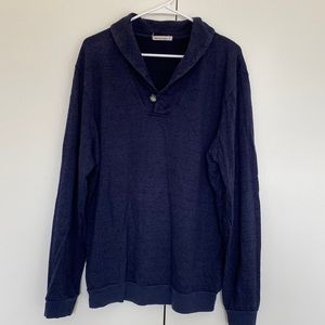 Marine Layer lightweight jersey sweatshirt w shawl collar - Men’s large navy